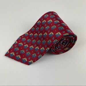 Daniel De Fasson Tie Mens Red Geometric